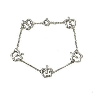 Sterling Silver Apples Station Bracelet 6.5”